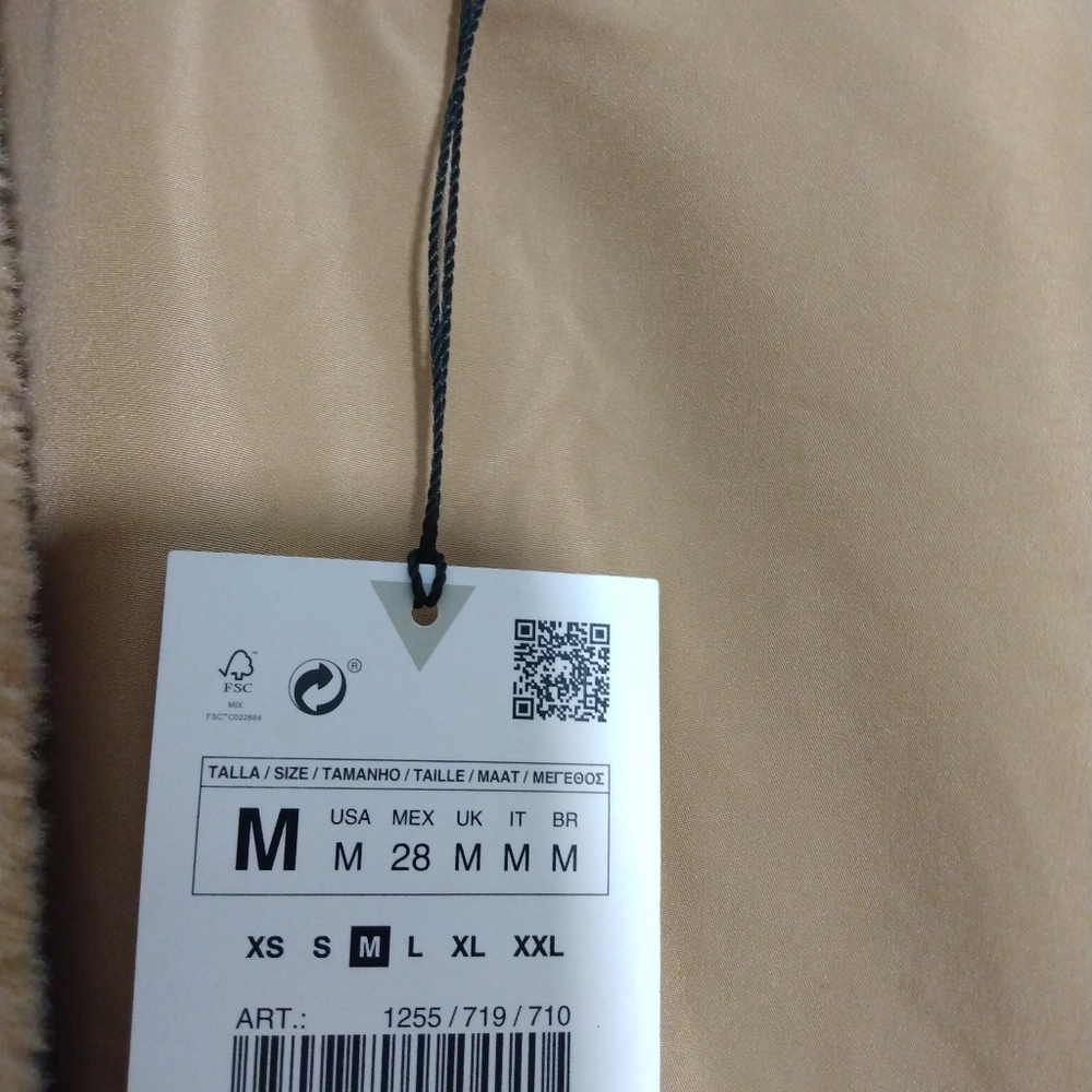 ZARA beige fleece coat size Medium - Picture 12 of 16